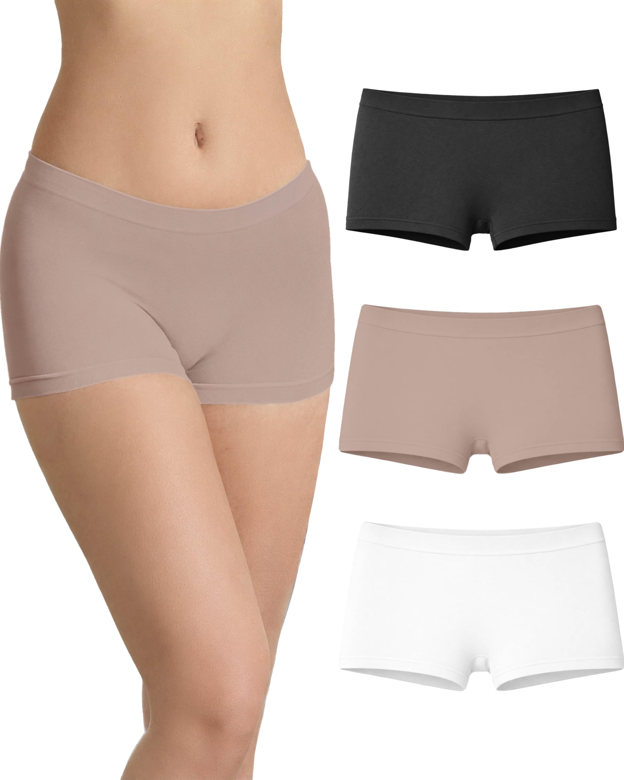 Risalti Womens Boxers Underwear Pack of 3 – Seamless Shorts Underwear Microfibre, Ladies Boxer Shorts No Seams No Labels, Boyshorts Elastics, Soft and Breathable – Made in Italy