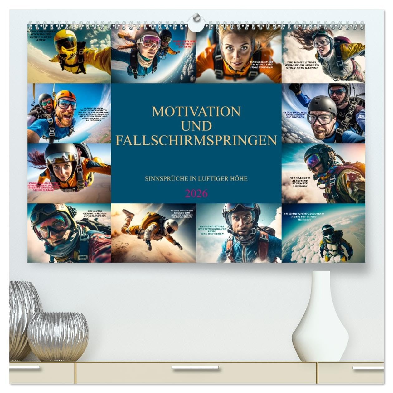 Motivation und Fallschirmspringen (hochwertiger Premium Wandkalender 2026 DIN A2 quer), Kunstdruck in Hochglanz: Einzigartige Bildmotive gepaart mit ... nicht nur für Skydiver (CALVENDO Menschen)