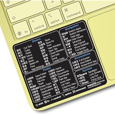 2026 Mac OS Shortcuts Sticker - Keyboard Shortcut Cheat Sheet, Vinyl Decal, No Residue, for MacBook Air, Pro & 2026 MacBook Neo - Black