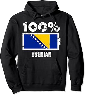 Bosnia and Herzegovina Flag Support | 100% Bosnian Battery Pullover Hoodie