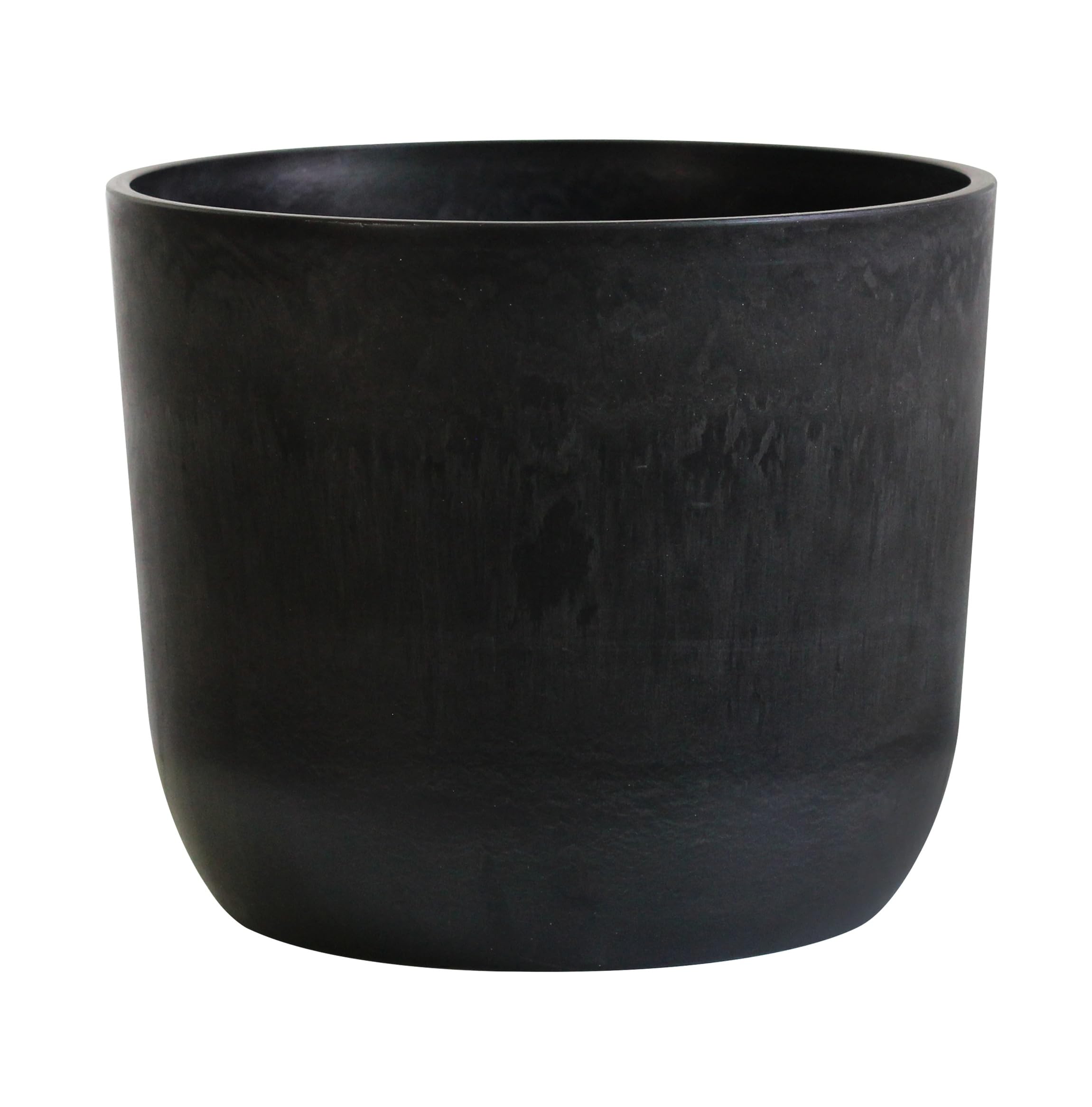 Olly & Rose Cloudy Effect Black Artstone 30cm Plant Pot Large Plant Pots Outdoor and Indoor - Black Planters - Flower Pots