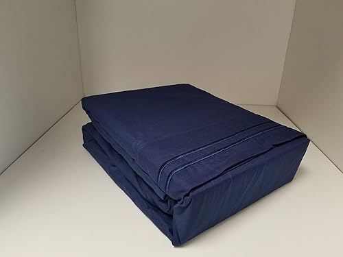 Miniatura 3 de Juego de sábanas ultrasuaves de 4 piezas para cama de agua, bastones de estancia libre, color sólido con bordado (King, azul marino)