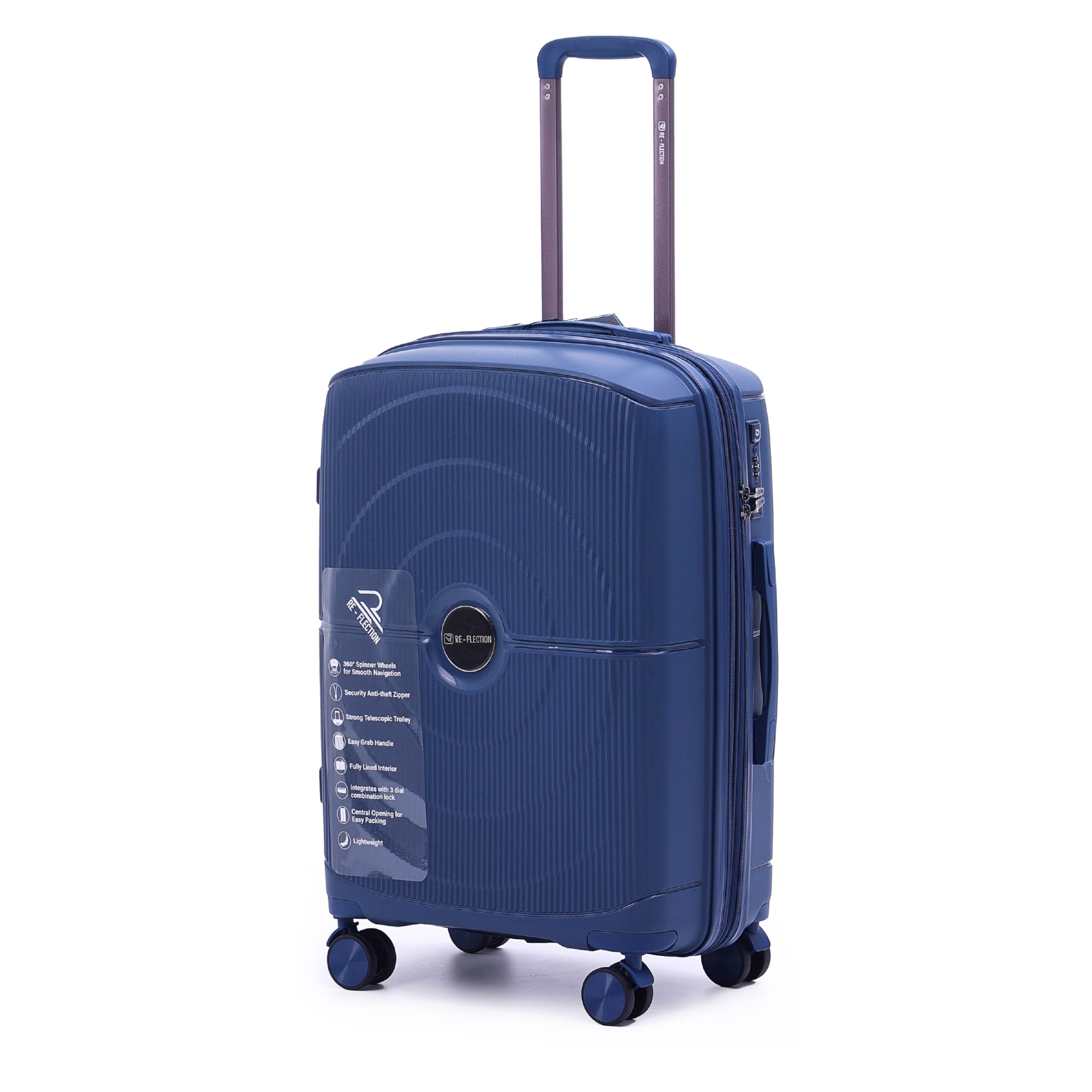 RE-FLECTION Created by Nature PP Checked Suitcase,Lightweight Hardshell, Expandable, Vertical Series Travel Luggage Trolley Double Spinner Wheels TSA Lock, (Blue, 28'') (TBT22HCWLGR783)