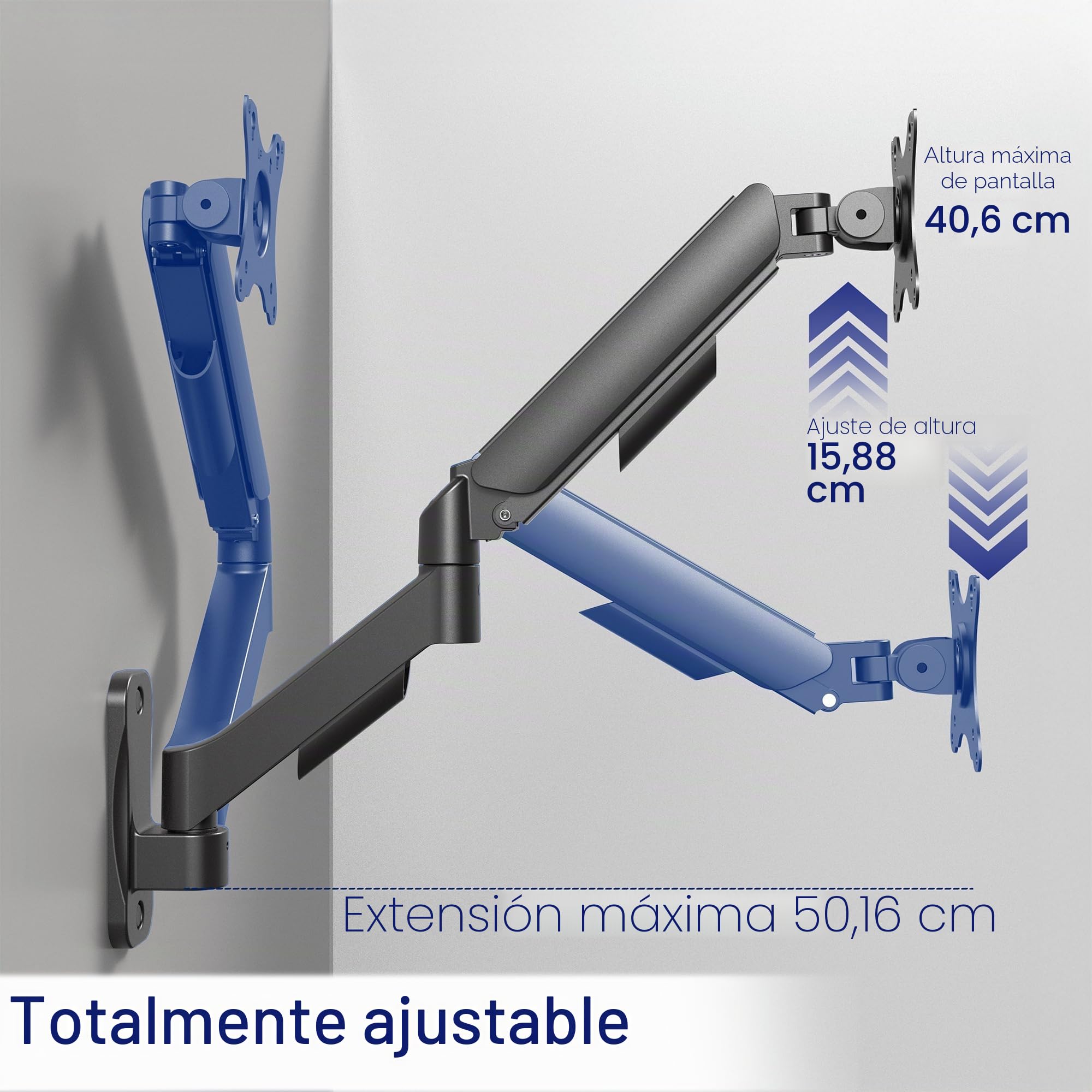 Vivo Soporte de Pared neumático de Brazo extendido de Altura Ajustable, articulación de Movimiento Completo, se Adapta a Pantallas de 17 a 27 Pulgadas, Negro, MOUNT-V001G
