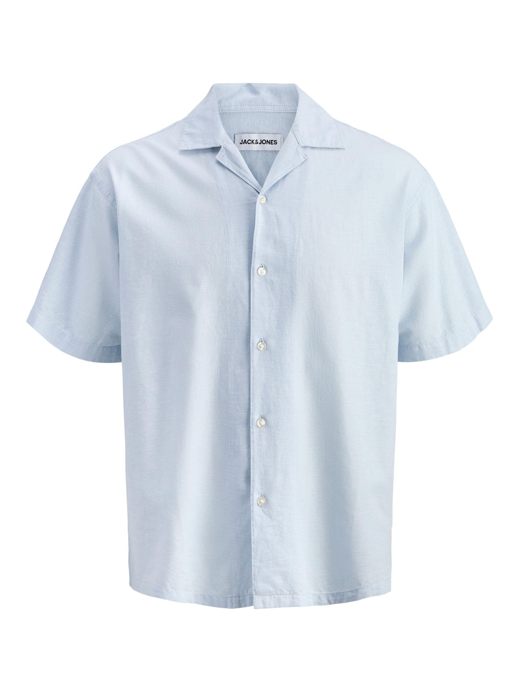 Jjebreeze Linen Blend Resort Shirt Pls - Plus Size, Celestial Blue, 3XL