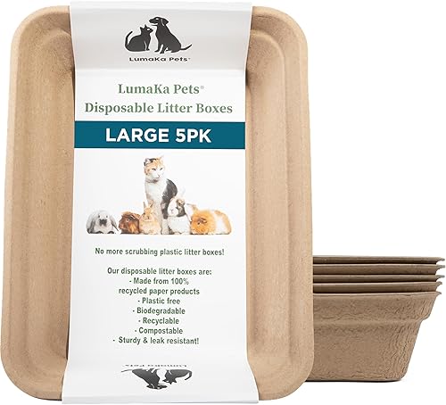 Miniatura 1 de LumaKa Pets Caja de arena desechable, paquete de 5grandecajas de arena desechables para gatos, caja de arena para conejos, caja de arena de