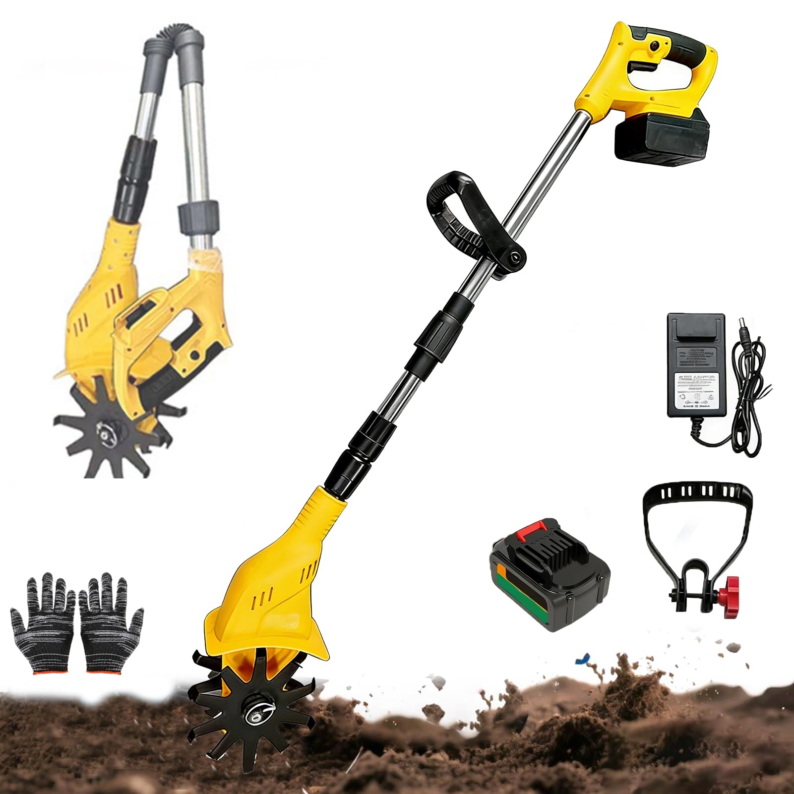 Motobineuse électrique sans fil 1380W rotavateur de jardin 2 batteries