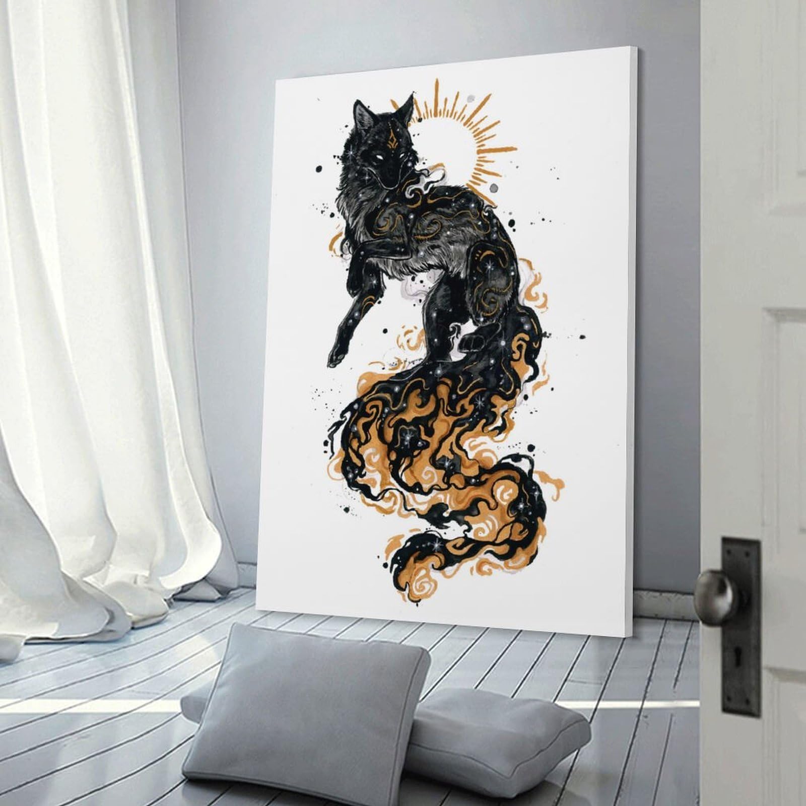 Junmoney Fox Fires Canvas Art Print, 20x30inch(50x75cm), for Bedrooms, Workspaces And Everyday Interiors, A Flexible Wall Accent for Shared Spaces