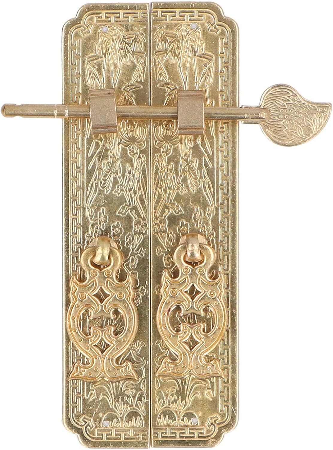Walfront Vintage Brass Faceplate Retro Botanical Pattern Decorative Hardware for Dressers Furniture Wooden Box Cupboard