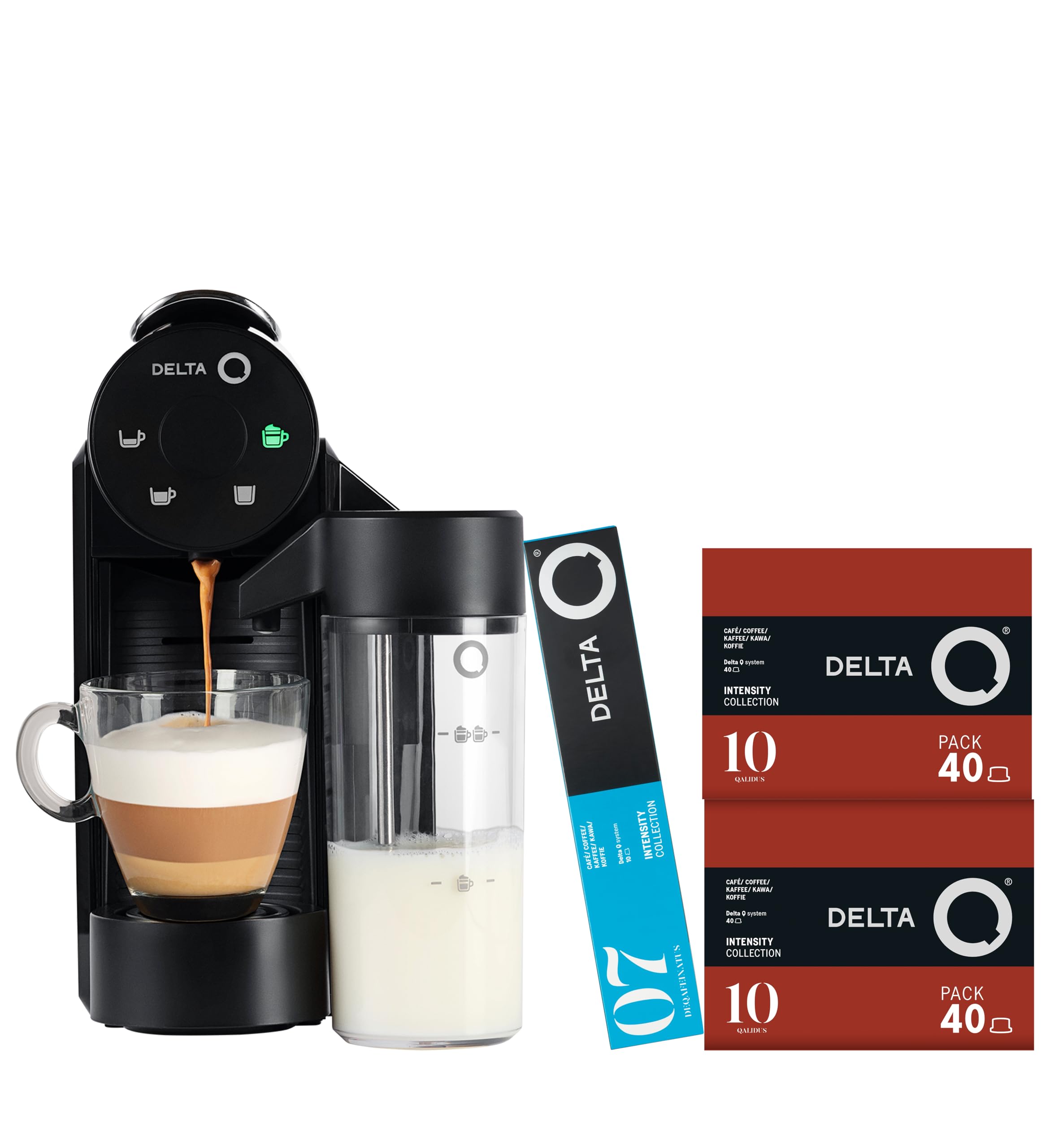 Delta Q Mini MilkQool Noire, machine à espresso, réservoir à lait, 20 bars