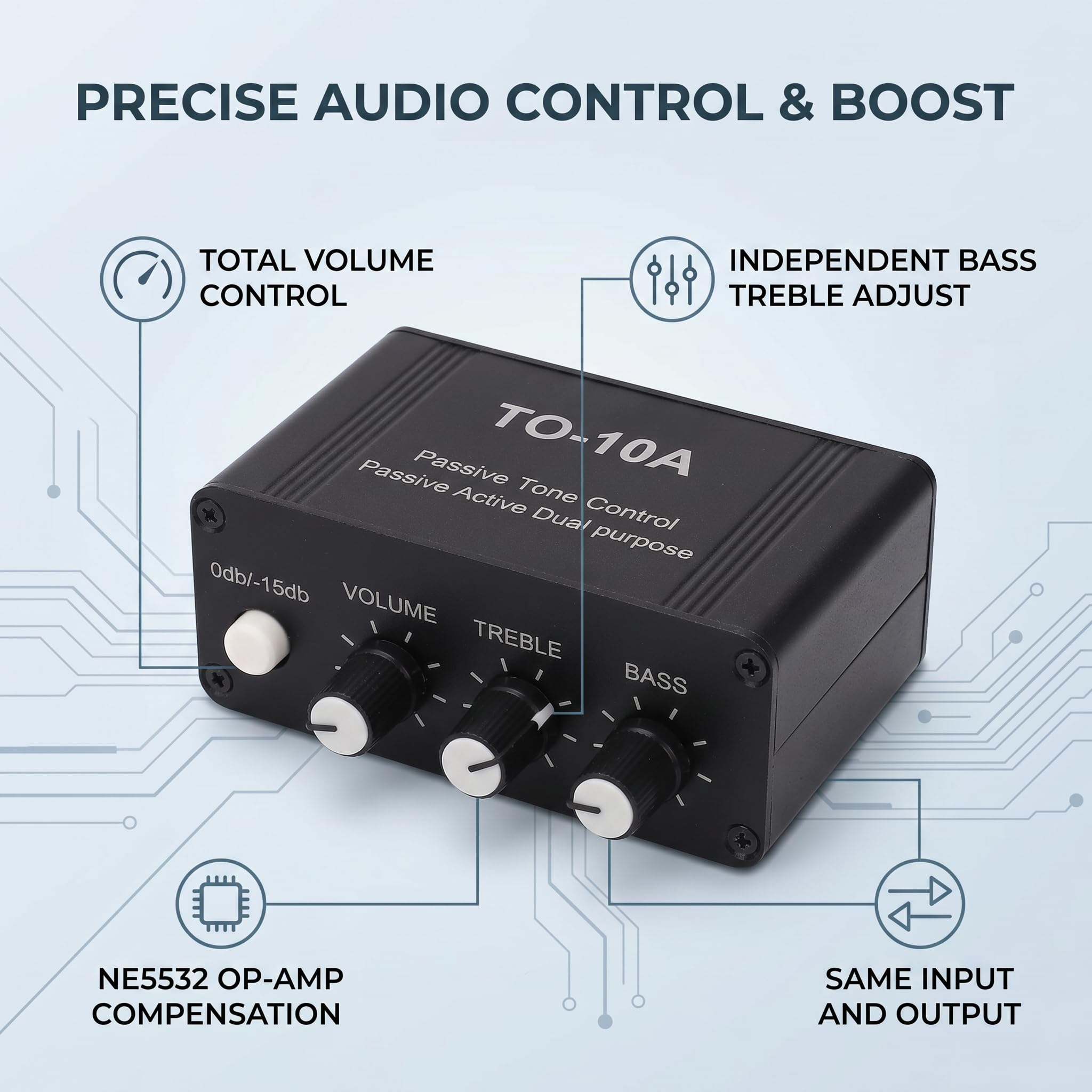 Small STEREO Audio Préamplificateur, NE5532 Control Preample avec Entrée de 3,5 Mm, Sortie pour les Haut-parleurs, Subwoofers, écouteurs