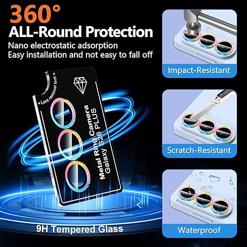 Vista 1029 de para Samsung Galaxy Z Flip 7 Protector de Lente de Cámara, Cubierta de Lente de Vidrio Templado con Anillo de Metal Individual, [Fuerte Adhesión] 1