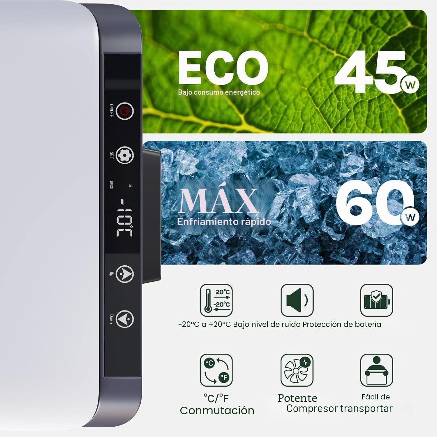 WOLTU Nevera Eléctrica para Coche 30L, Refrigerador Portátil Modo Eco, Congelador de Compresor DC 12/24 V, Mini Nevera Portátil para Camping, Viaje, Coche, Barco