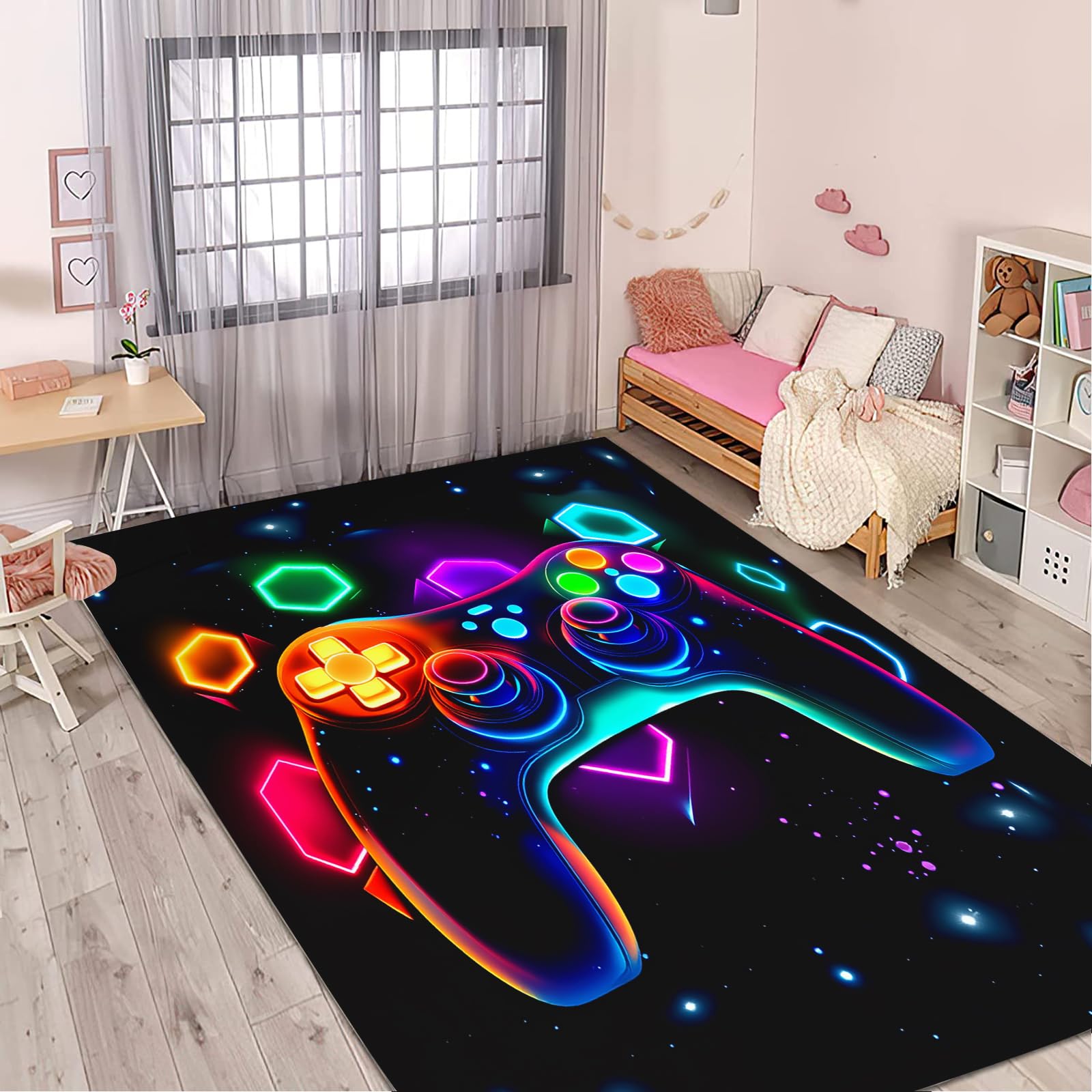 Tapis de salon manette de jeu néon 80x160 grand tapis de chambre