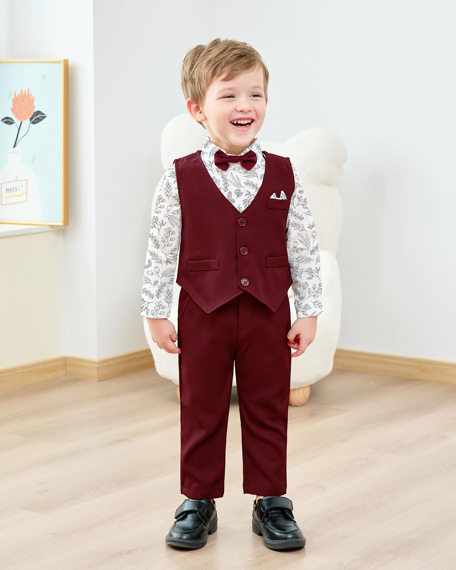 Traje de ropa para bebé niño de 12 meses a 5 años, camisa de vestir formal + pajarita + pantalones de tirantes para caballero
