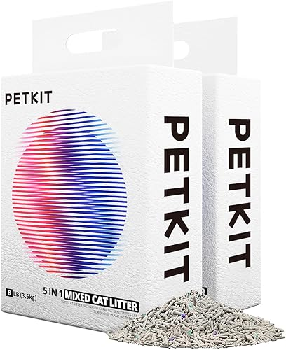 PETKIT Arena mixta para gatos 5 en 1 desechable sin olor carbón activado ultra absorbente y de secado rápido para gatos de tofu dos paquetes