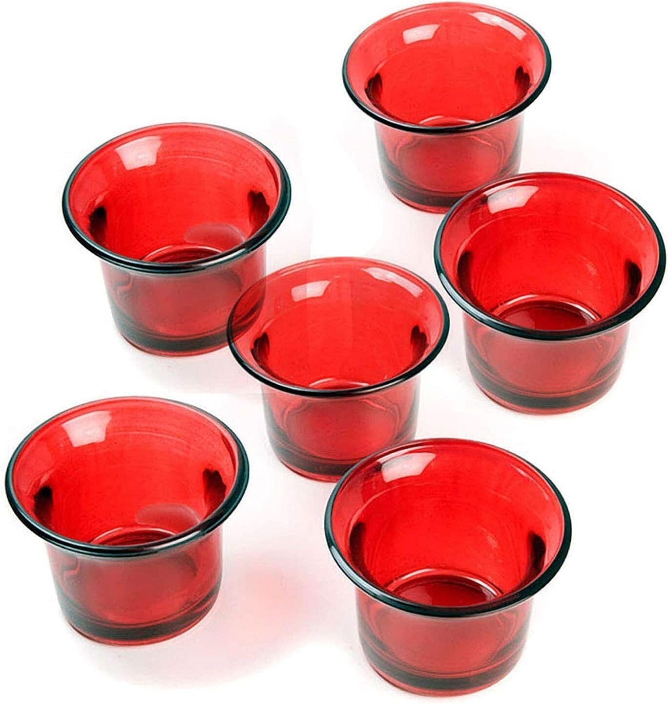RSGM Set of 6 Votive Red Glass Tealight Candle Holders for Any Party Decoration