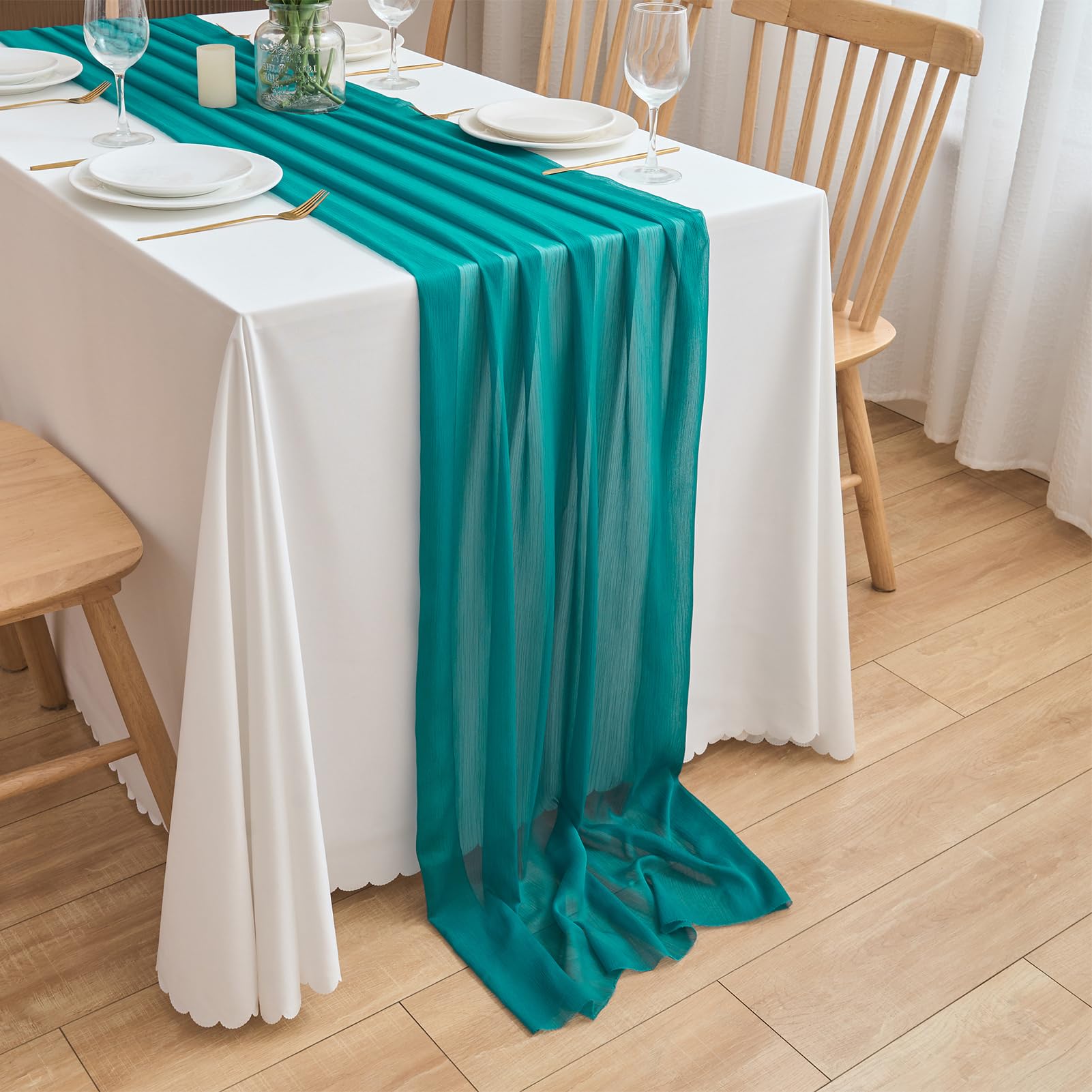 CHUQING Chiffon Tischläufer Hochzeit Stoff Tüll Table Runner 70 cm Tischläufer