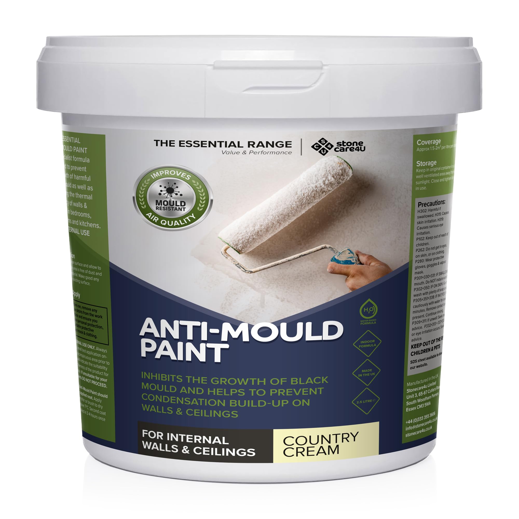 StoneCare4U Essential Walls & Ceilings Anti Mould Paint - Country Cream - 2.5L