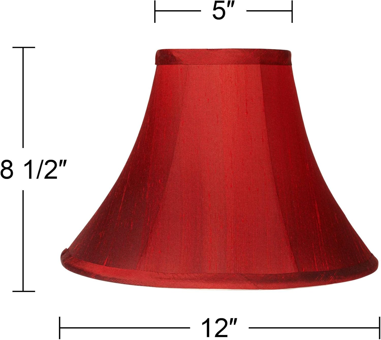Deep Red Medium Bell Lamp Shade 5" Top x 12" Bottom x 8.5" High x 9" Slant (Spider) Replacement with Harp and Finial - Springcrest