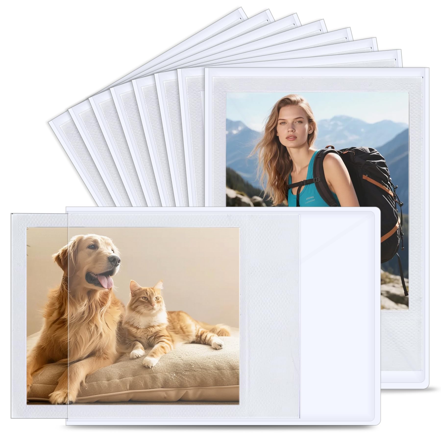 15 Pack Magnetic Photo Frames Suitable for Polaroid Film Instax Mini Photos.9.3x6.3 cm Magnetic Picture Frame Set.Reusable Fridge Photo Magnets for Photos Postcards Notes Display for Family Home White