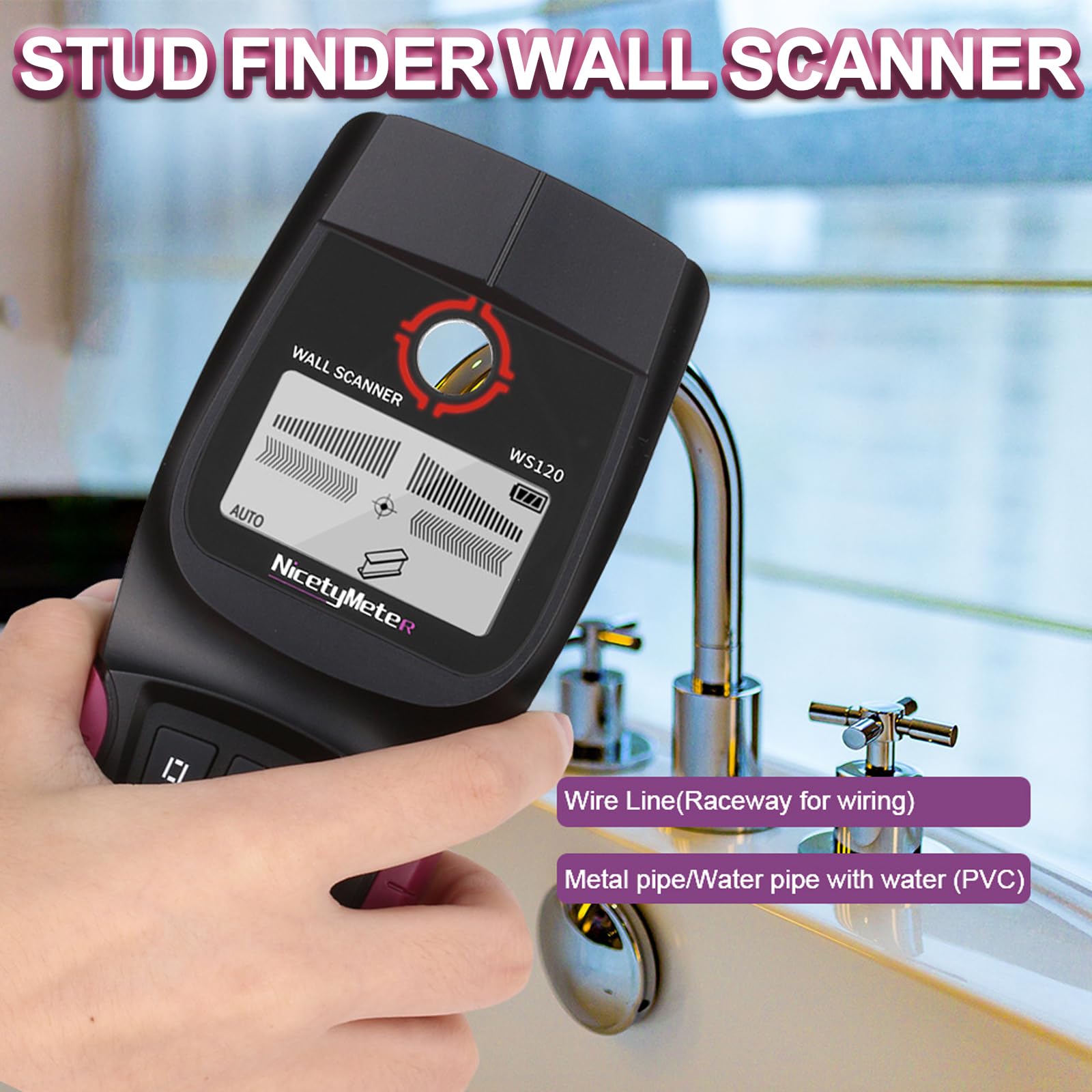 Detector De Pared Digital Portátil Profesional Multifunción, Buscador De Vigas, Escáner De Pared. Localiza con Precisión Metal Bajo La Pared, Detecta Cables Eléctricos, Tuberías De PVC Y Agua