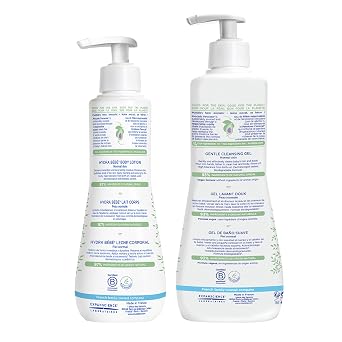 Mustela Baby Bath Time Gift Set - Baby Skin Care Essentials with Natural Avocado - Contains Hydra Bebe Body Lotion 10.14 fl. oz. & Gentle Cleansing Gel 16.9 fl. oz. - 2 Items Set