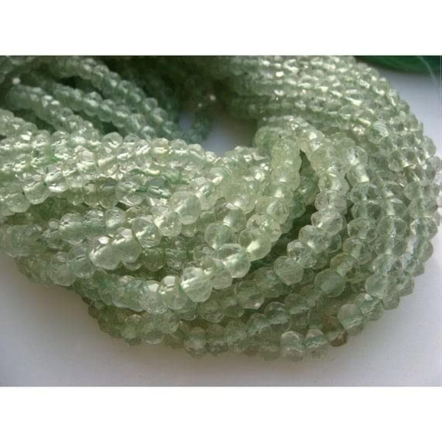 Améthyste verte 4mm en lot de 5 fils de perles rondelles facettées pour bijoux