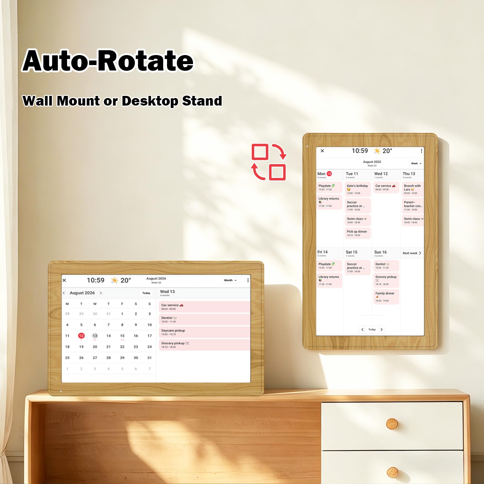 Digitaler Kalender, 39,6 cm, Wandplaner, Smart-Touchscreen, digitaler Kalender, elektronischer Kalender und digitale Bilderrahmen, intelligentes WLAN, Display für Familienpläne und Mahlzeitenplanung