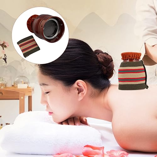 Miniatura 2 de 1 Unidades de cerámica Moxa quemador titular caja raspador lata con cubierta para herramientas de masajeador marrón claro