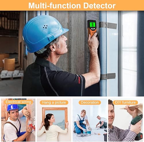 Miniatura 7 de Escáner de pared con buscador de pernos 5 en 1 con chip de microprocesador inteligente y pantalla LCD HD, detector de vigas para el centro y borde