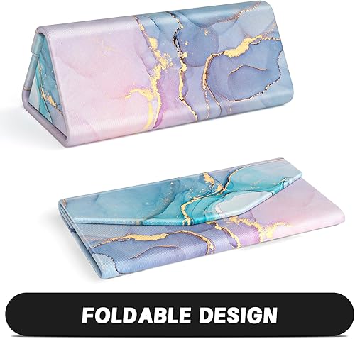 Vista 2 de Estuche para gafas de sol, Estuche para anteojos plegable, Estuche para gafas con carcasa dura de cuero PU magnético plegable, unisex colapsable