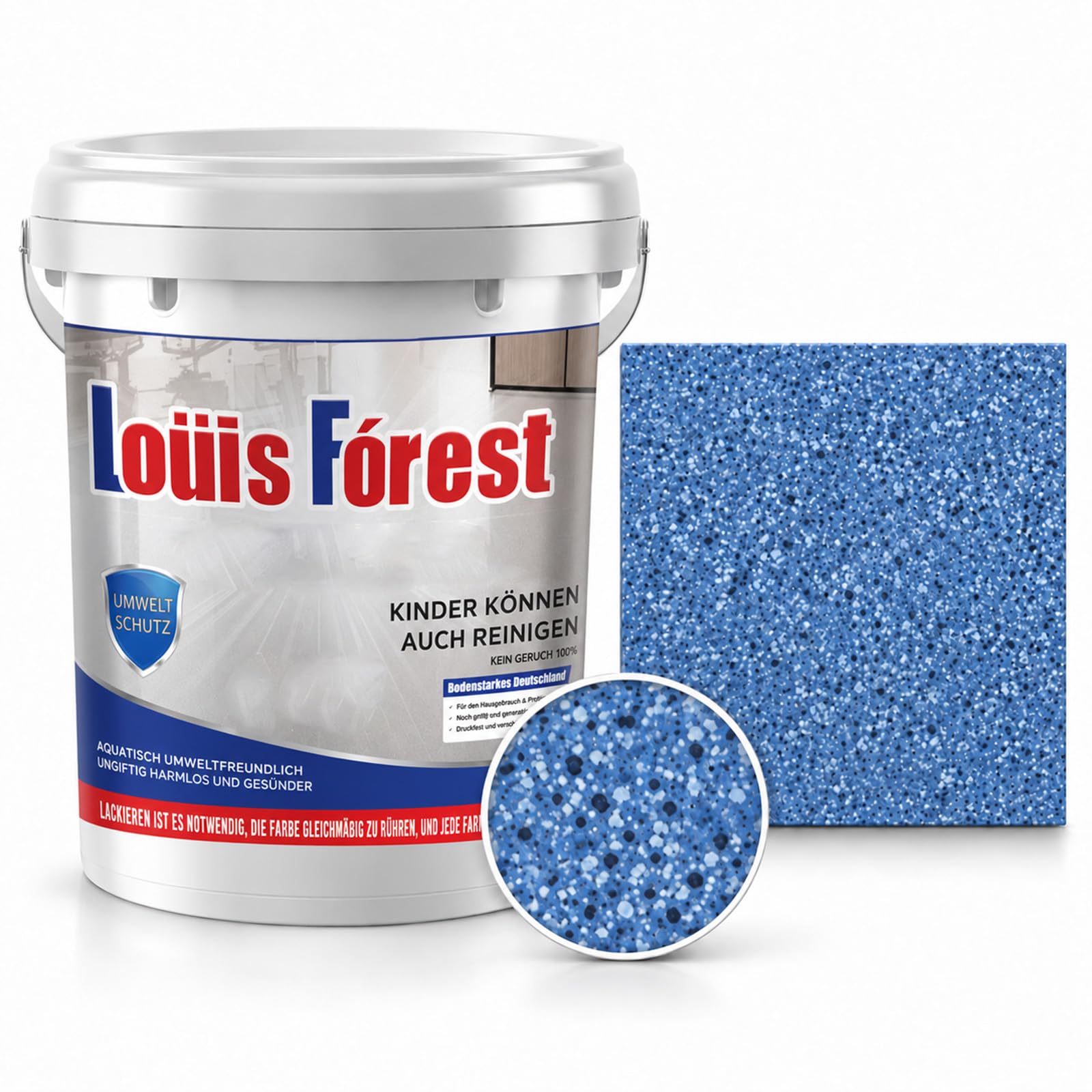 Chictrend Epoxy Floor Paint, Self Leveling Colored Sand Floor Coating, High Gloss Decorative Concrete Floor Paint for Garage, Basement, Workshop and Patio (Sapphire Blue,5kg)
