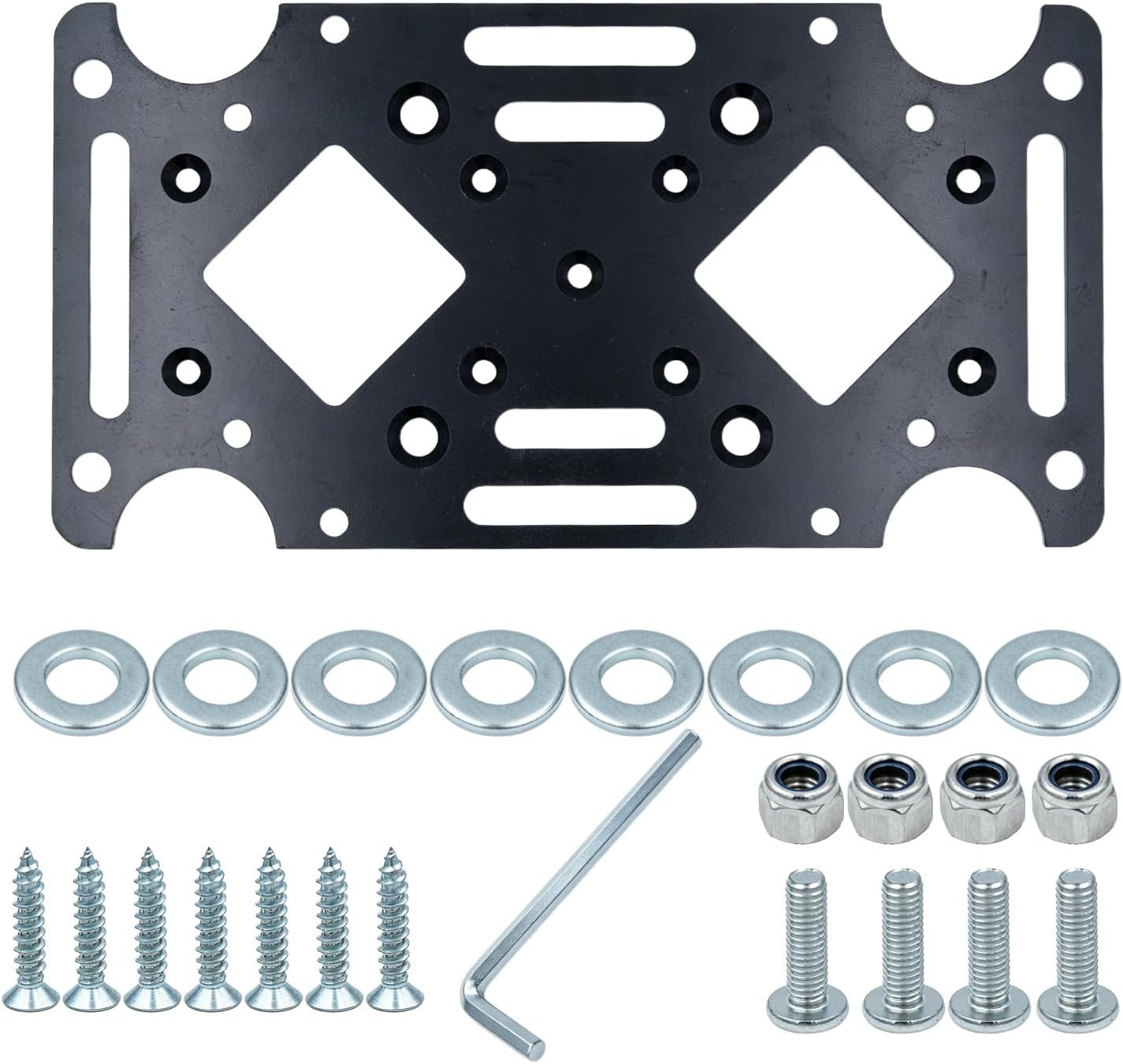 Mailbox Mounting Bracket, 4mm Thick Cold Rolled Steel Reinforcing Plate, Universal Post Mount Adapter for Bottom-Mount Mailboxes, Includes Hardware, 1-Pack
