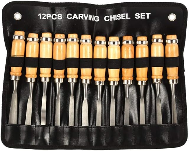 Wood Chisel Set, 12 Pieces Wood Carving Knife, DIY Wood Chisel Professional Carving Woodworking