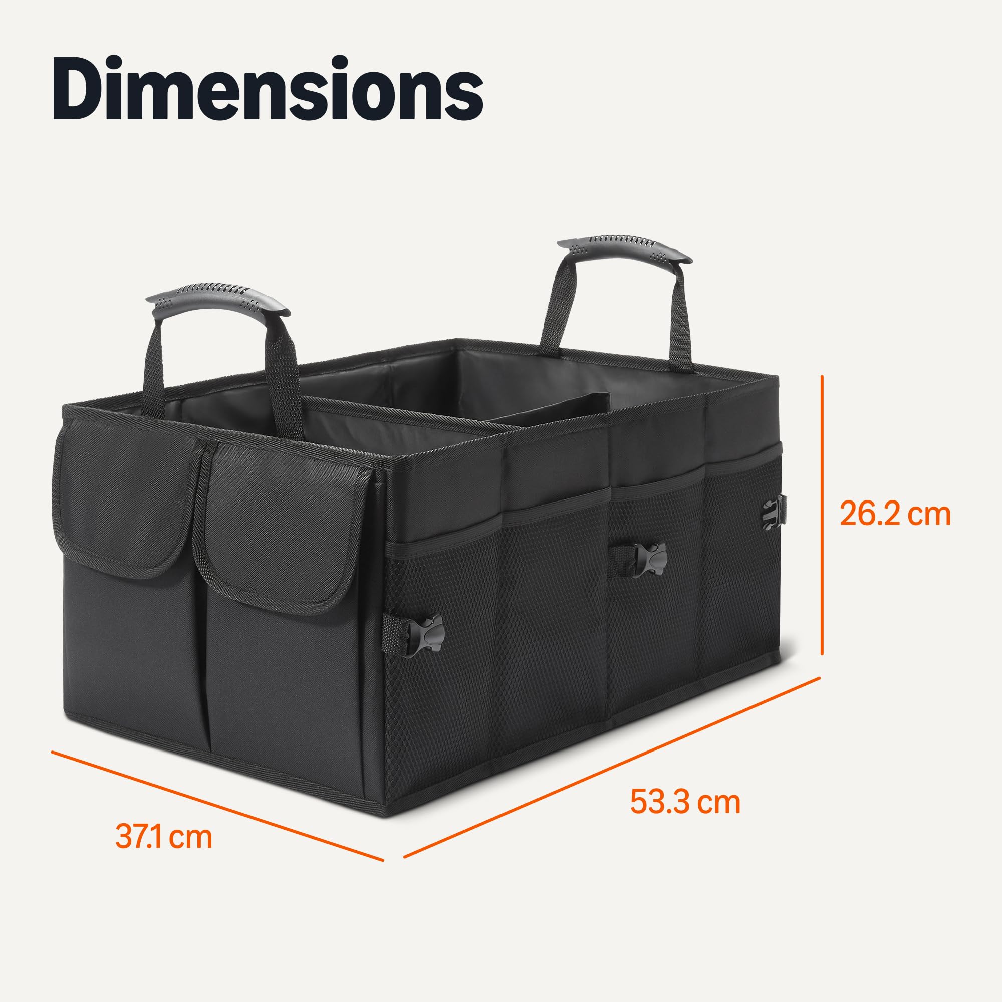 Amazon Basics Organiseur de coffre pour voiture, multi-compartiments, pliable, 51L, noir
