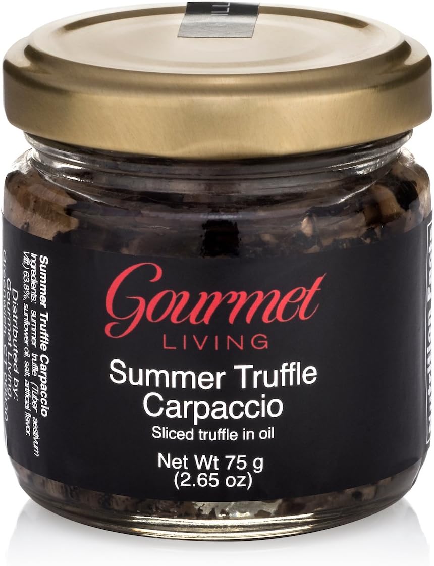 Gourmet Living Summer Truffle Mushroom Carpaccio | Slices of Italian Truffles in Sunflower Oil 2.65oz