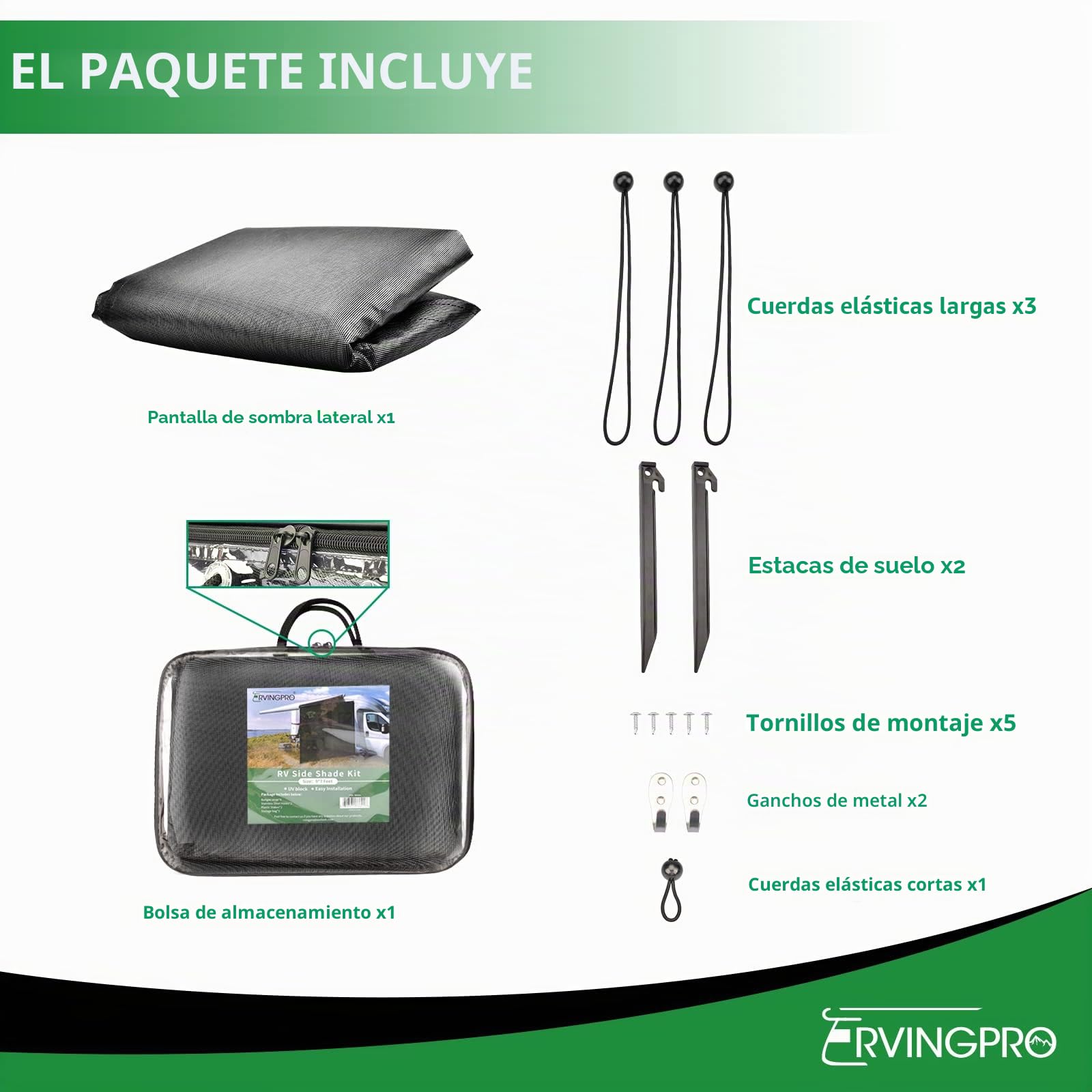 Toldo Lateral para Caravana, 9 x 7 pies, Malla Negra Transpirable para toldo de Remolque, Kit Completo de Bloqueador Solar UV