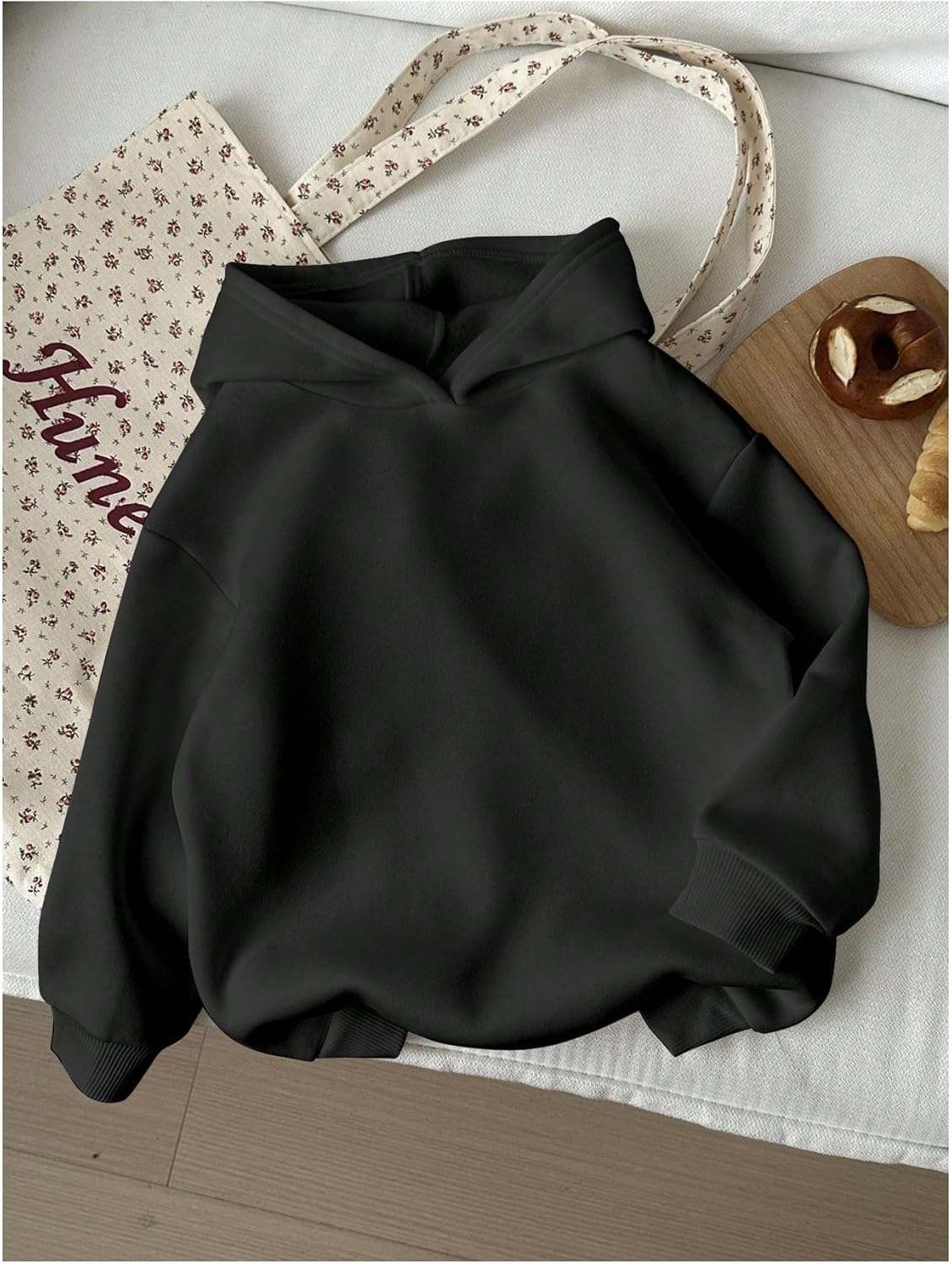 QJQ Girls Graphic Hoodie Thermal Long Sleeve Hooded Sweatshirt Drop Shoulder Pullover Top Ages 8-12 - Image 3