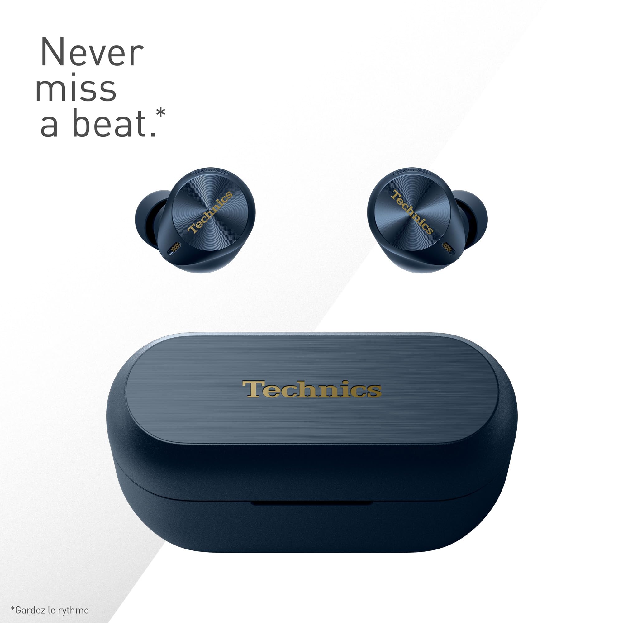 Technics EAH-AZ80E-A Écouteurs sans Fil avec Suppression du Bruit, Bluetooth, écouteurs Intra-Auriculaires avec Microphone intégré, Ajustement Personnalisable, jusqu'à 7 Heures de Lecture, Bleu Nuit