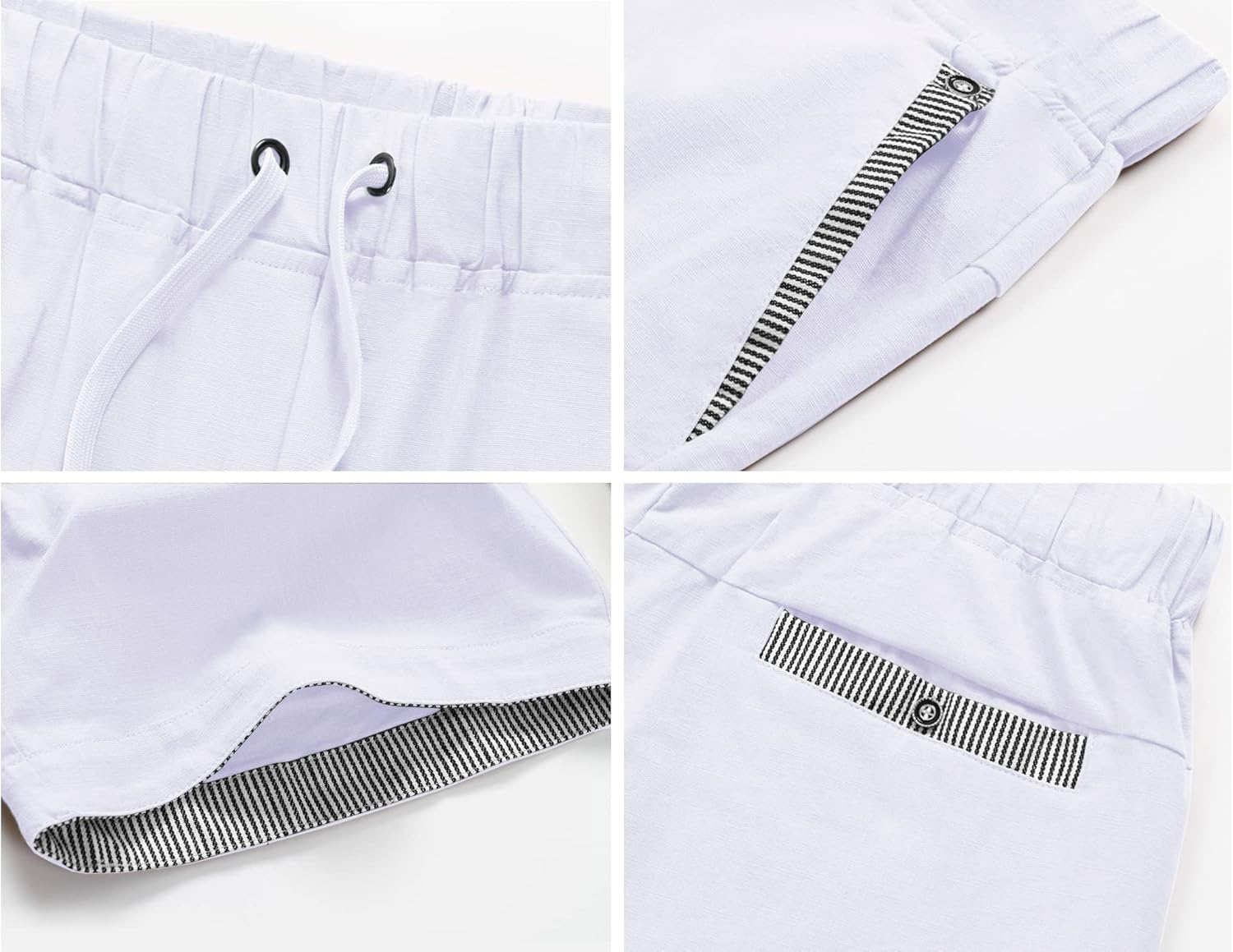 Janmid Men's Linen Casual Short Drawstring Summer Beach Shorts - Image 2