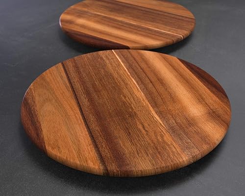 Miniatura 7 de Personalized Lazy Susan Turntable - Large 18” Acacia Wood - Engraved Dark Wood - Custom Christmas Gift - Personalized Christmas Gifts 2020
