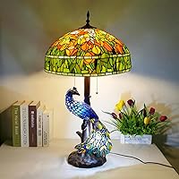 Vista 7 de Reemplazo de pantalla de lámpara de 20 pulgadas, solo estilo Tiffany, lámpara de vitral, diseño floral, rojo, verde, rosa, azul, amarillo, apto