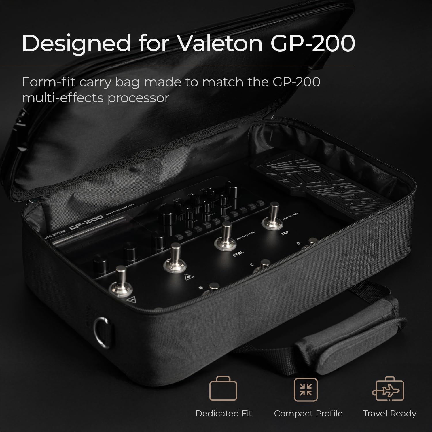 Borsa da Trasporto per Processore Multi-Effetti Valeton GP-200 – Custodia Protettiva Imbottita con Tracolla, Tasca per Accessori e Esterno Resistente all'Acqua