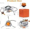 Portable Camping Stove Gas, 3500W Windproof Rocket Camping Gas Stove with Piezo Ignition, Backpacking Burner Cooking Stoves, Foldable Camping Gas Stove for Outdoor Hiking, Picnic, Trekking, BBQ