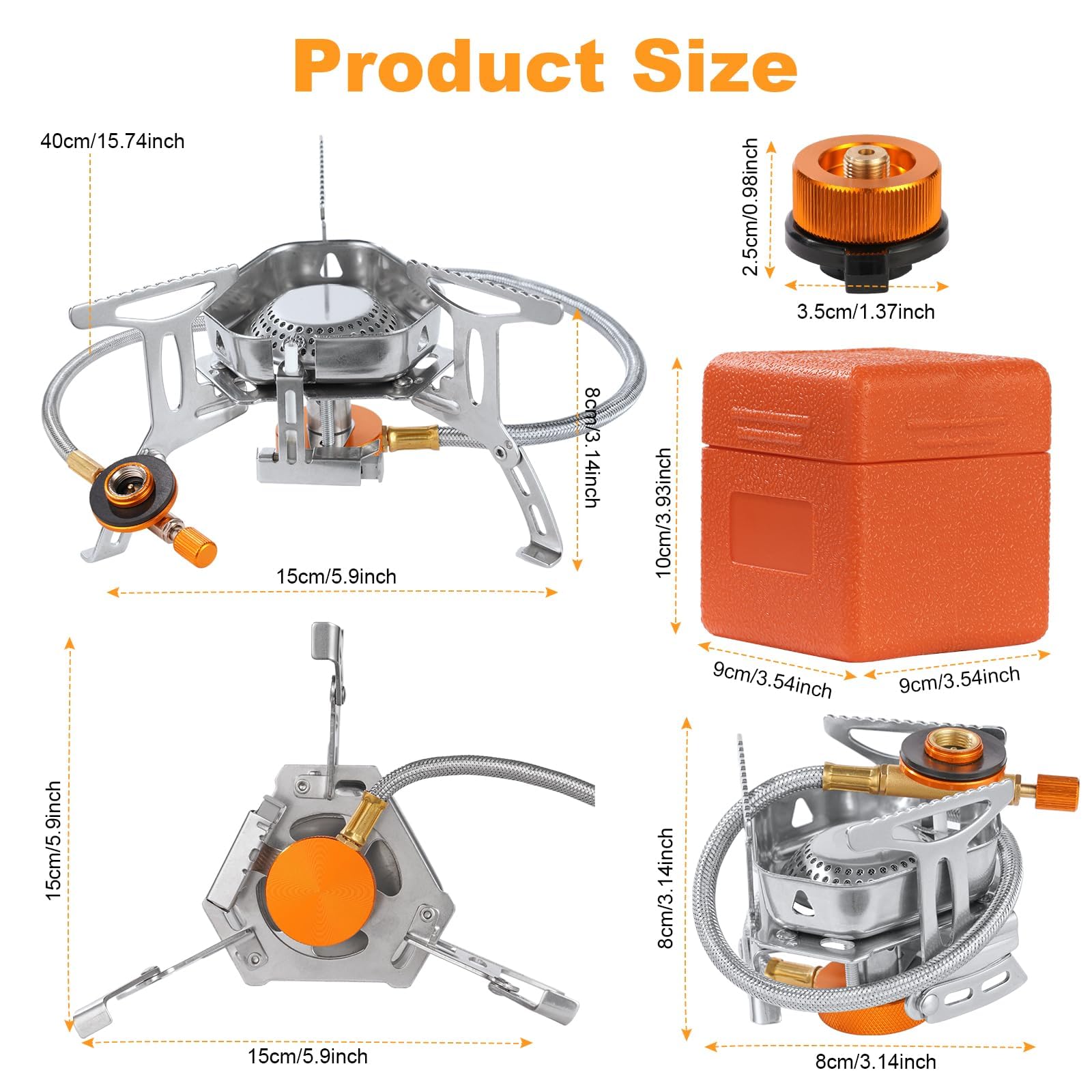 Adiwo Fornello a Gas da Campeggio, 3500 W Mini Stufa da Campeggio, Fornello Campeggio Gas Portatile con Accensione Piezoelettrica, Mini Stufa da Campeggio Antivento per Campeggio Trekking Picnic