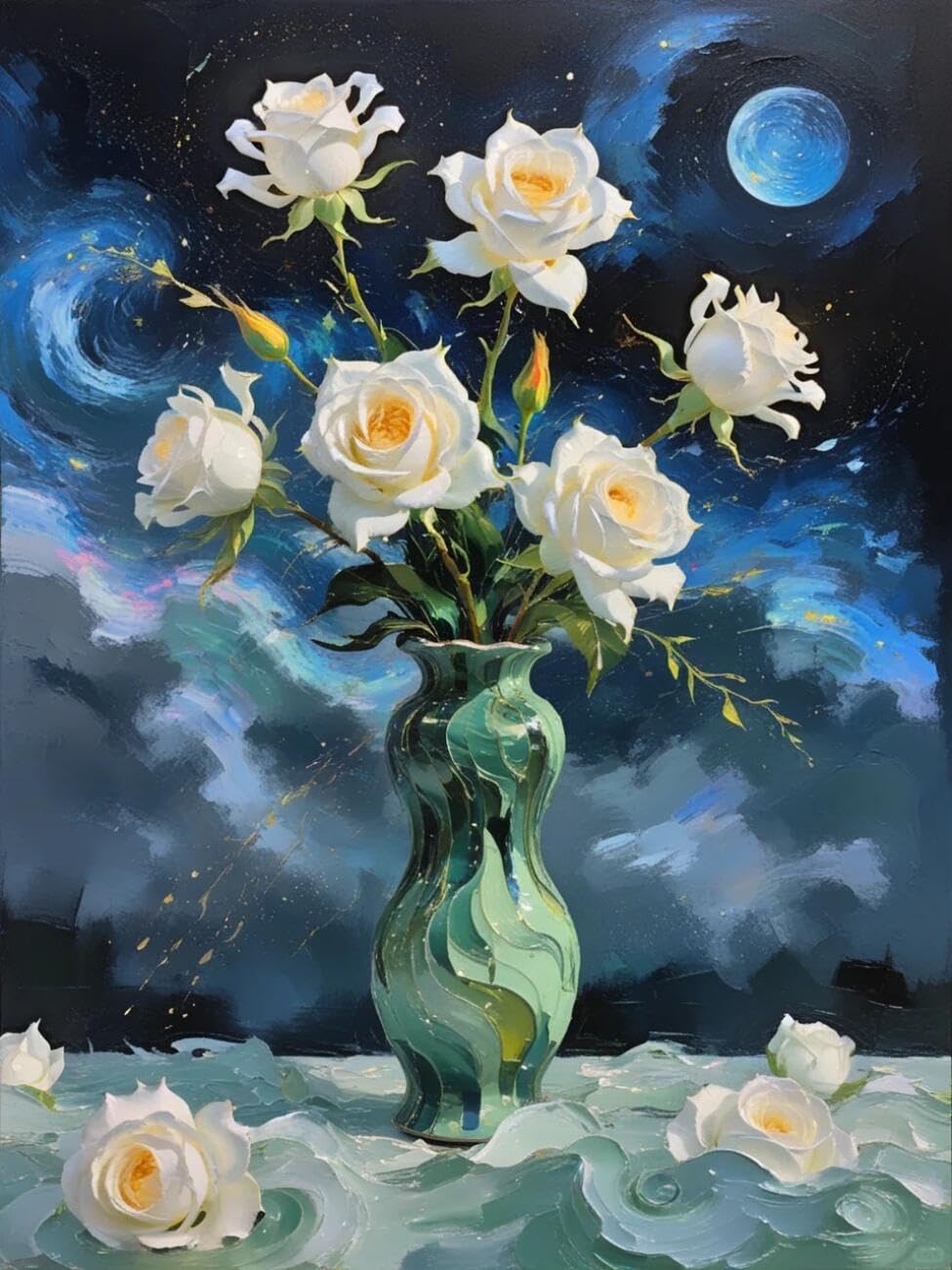 Henypt Cross Stitch Kit Fantasy Rose Flowers DIY Arts Aand Craft Kit for Adults Beginners with Accessories Handmade DIY/Gifts 14CT 80x100cm