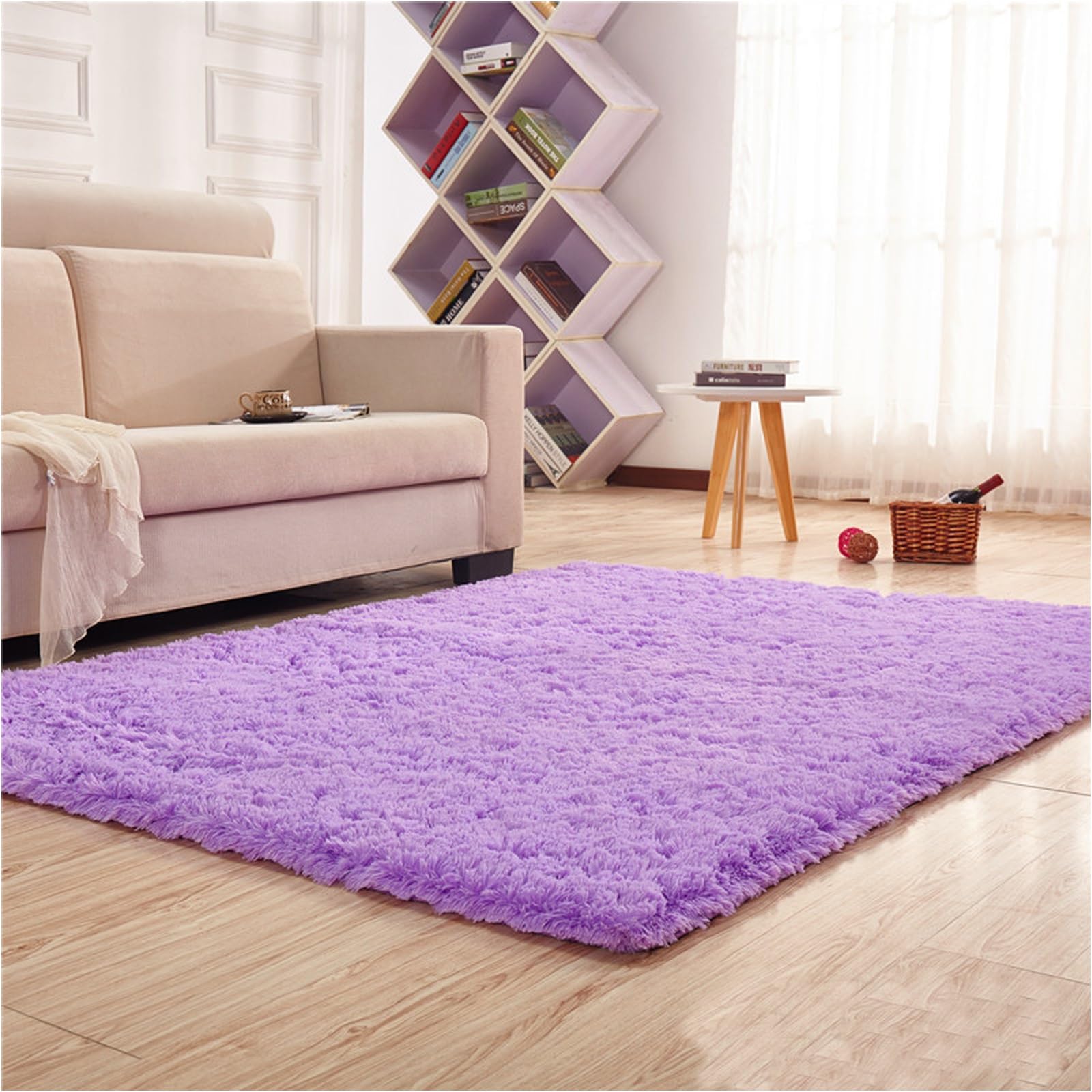 Tapis antidérapant intérieur épais de 140x250 cm doux et violet
