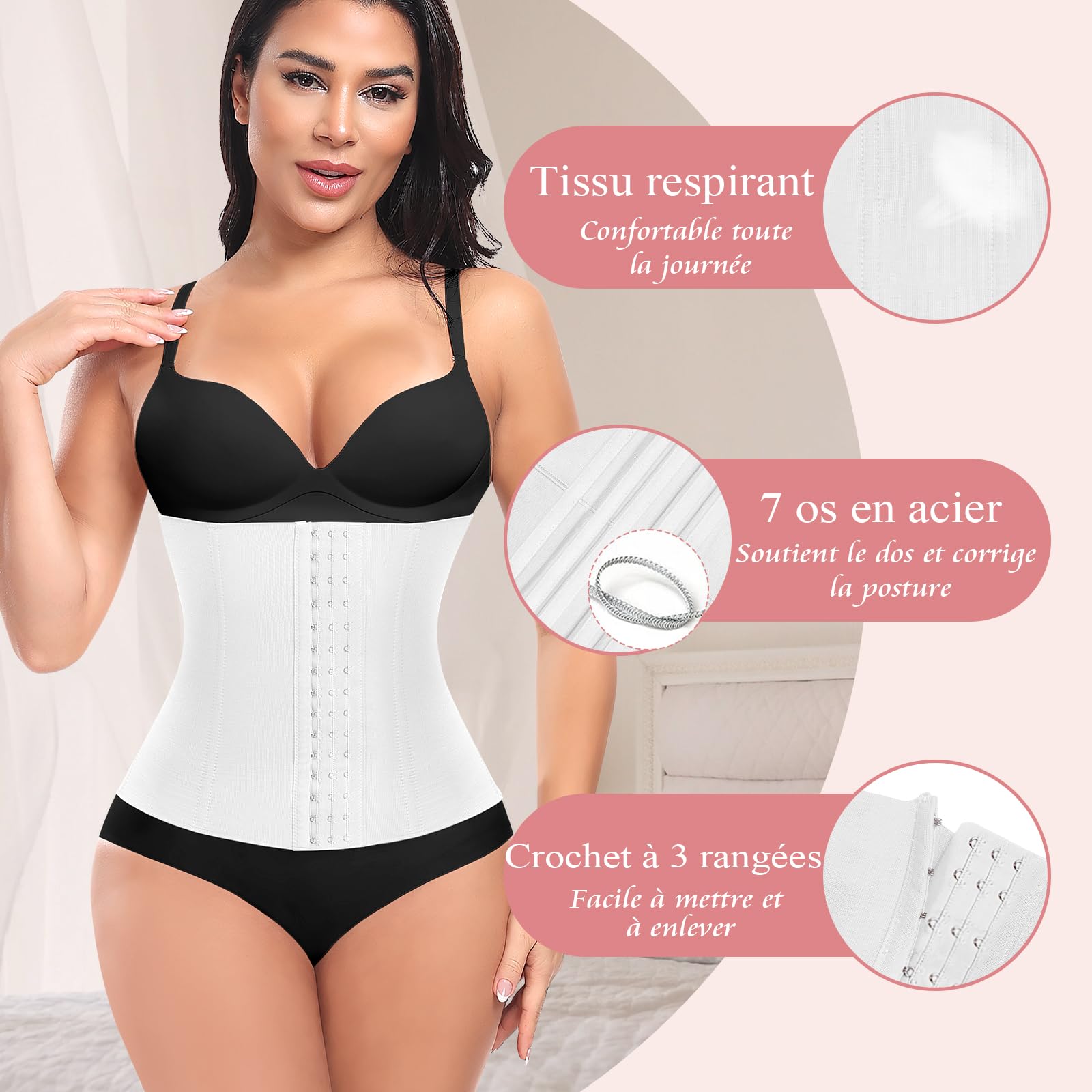 Femme Gaine Amincissante Ventre Plat Invisible Corset Minceur Ceinture Amincissante Waist Trainer Post Partum Serre Taille Body Sculptant Invisible Body Shaper Sport Fitness