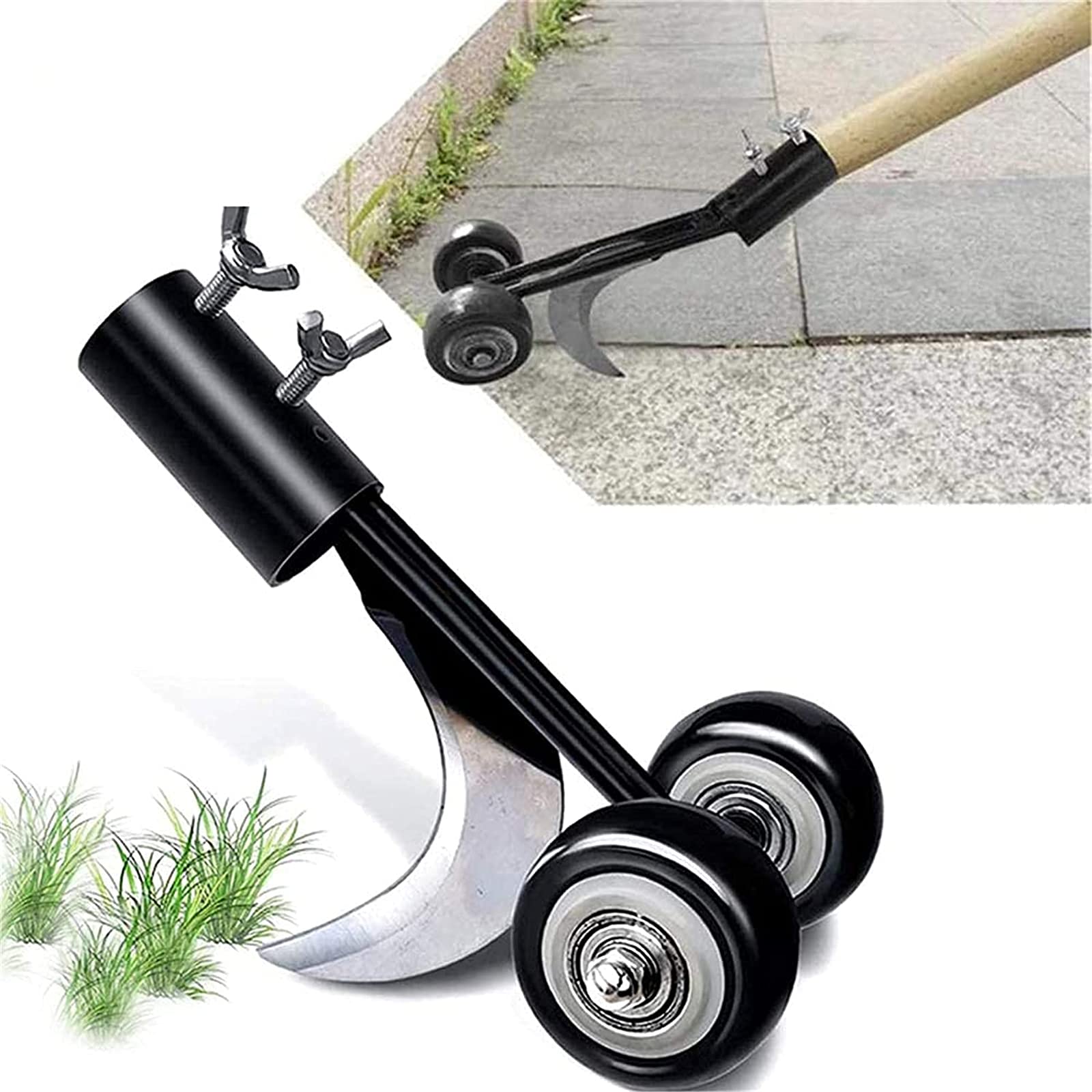 Rechte Haak Onkruid Tool, Terras Onkruid Tool Met Wielen, Knieloze Onkruid Tool Voor Het Reinigen Tussen Flagstones Straatstenen Patio Gazons